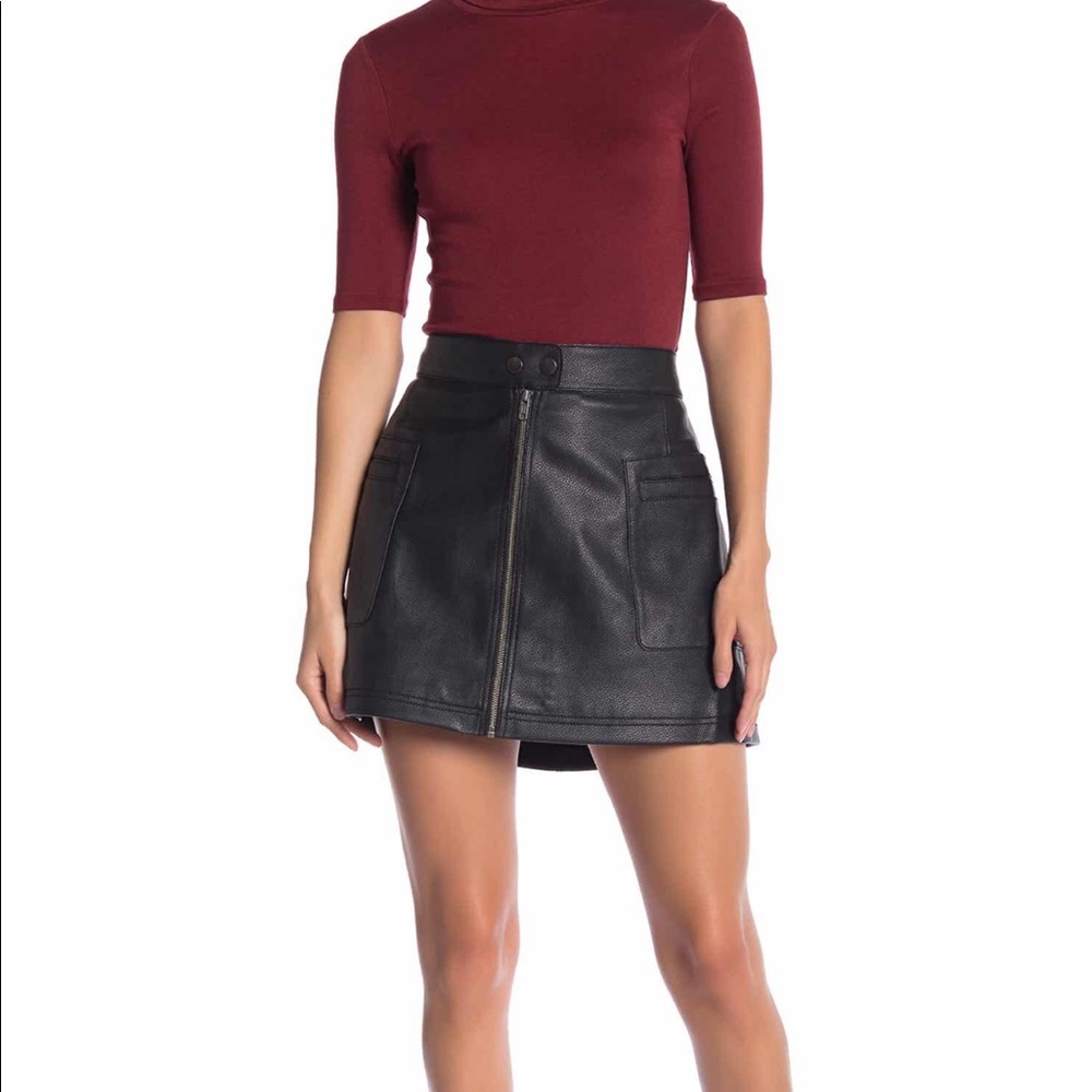 NEW Free People Faux Leather A-Line Skirt - Size 0